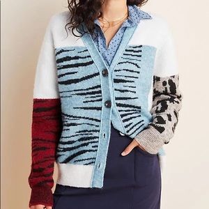 Anthropologie V-neck Cardigan in Multi Print